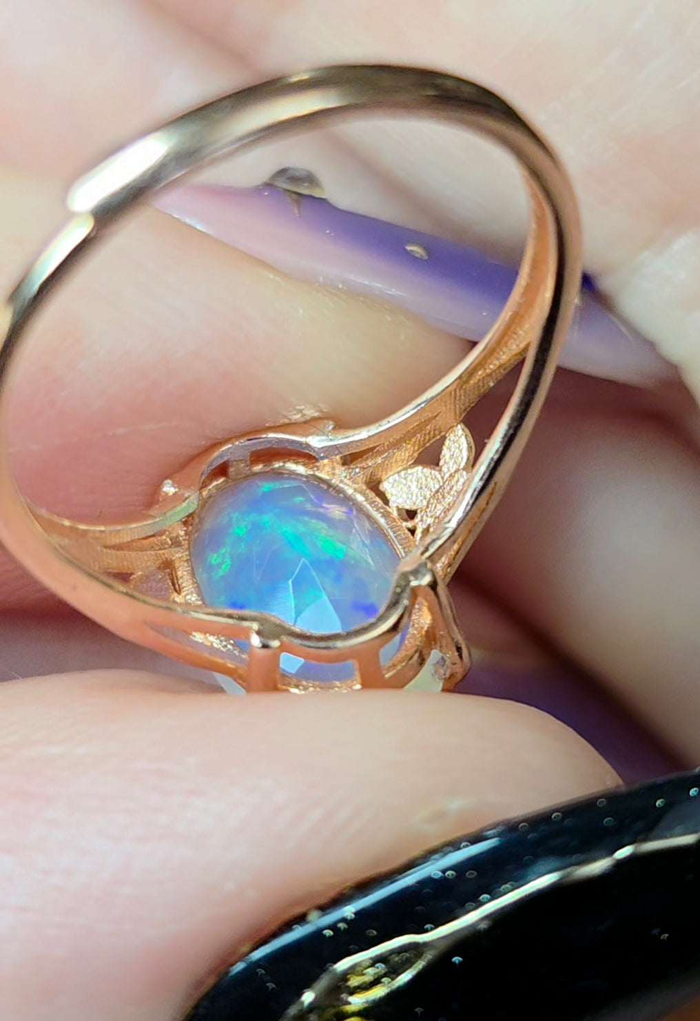 White Opal Rose Gold Ring