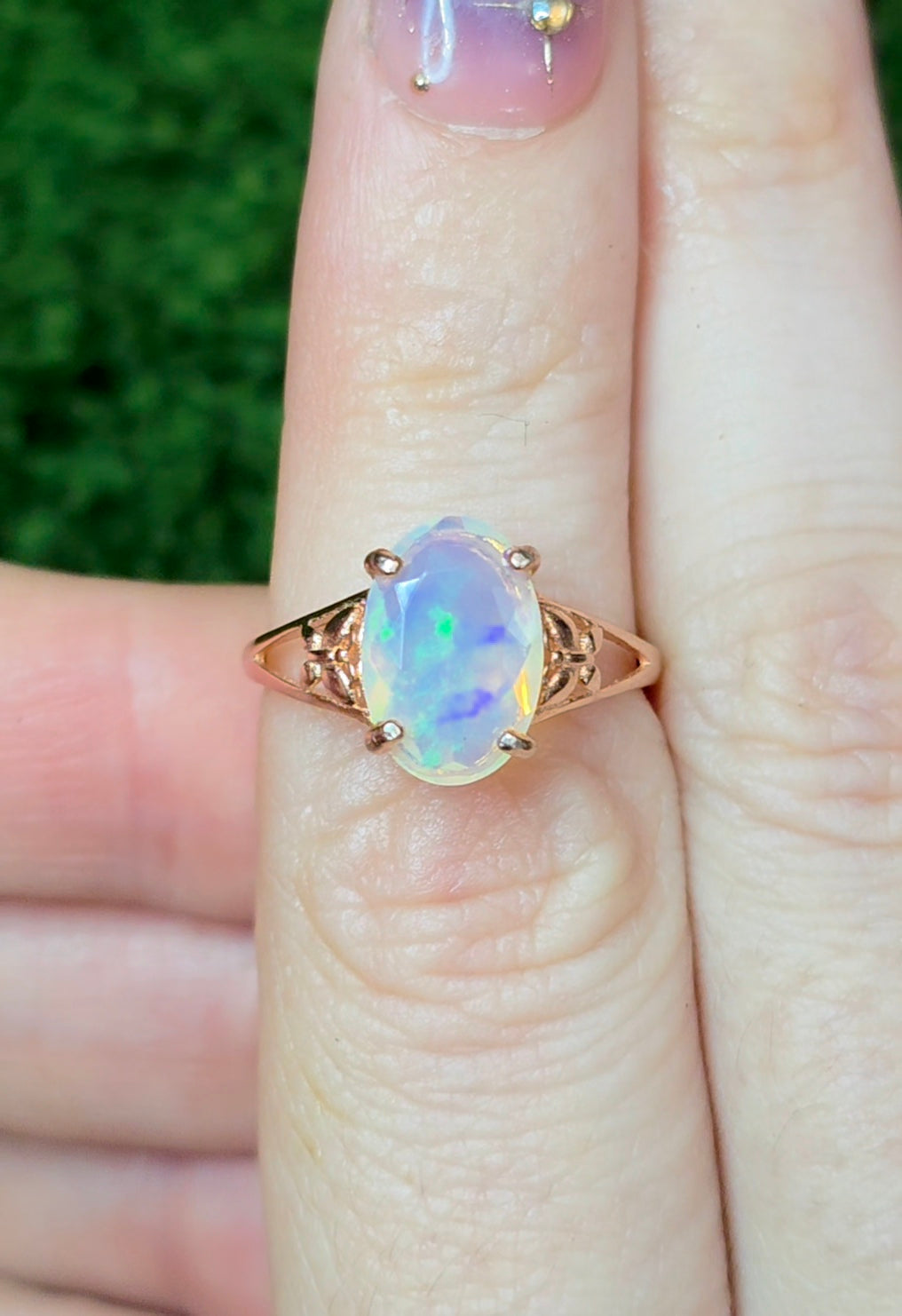 White Opal Rose Gold Ring