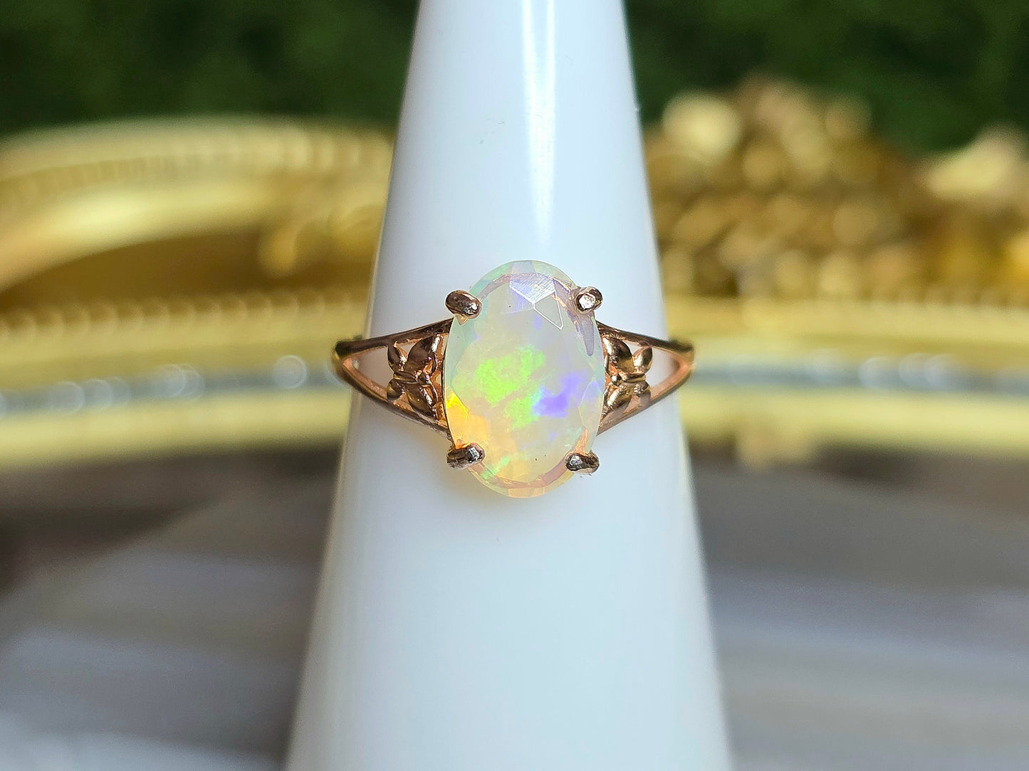 White Opal Rose Gold Ring