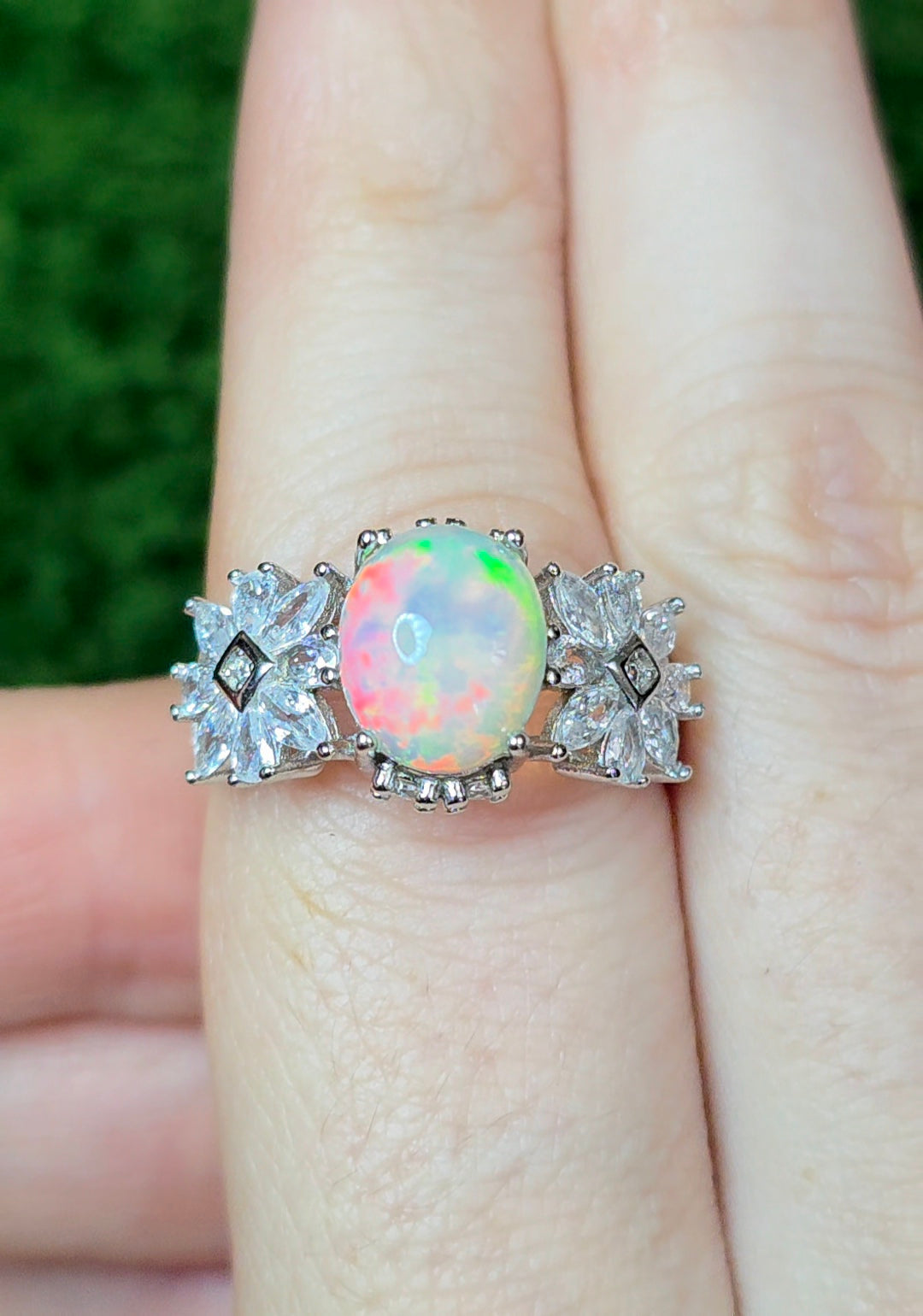 Opal and Zircon Ring