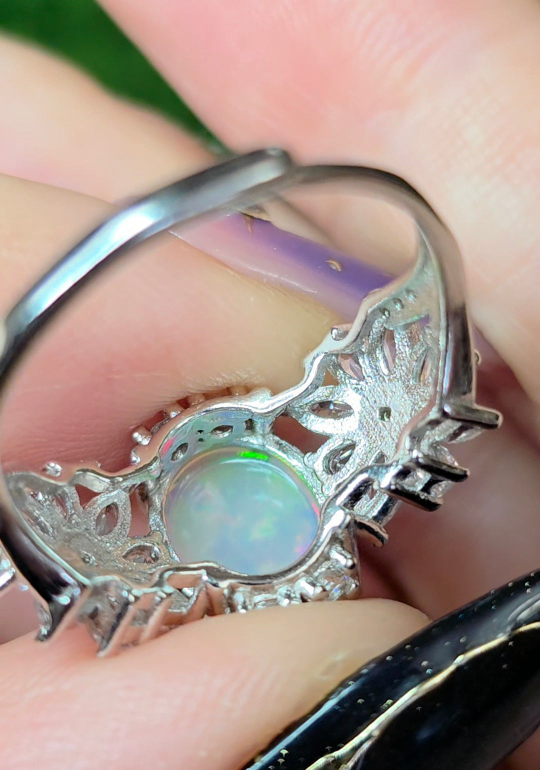 Opal and Zircon Ring