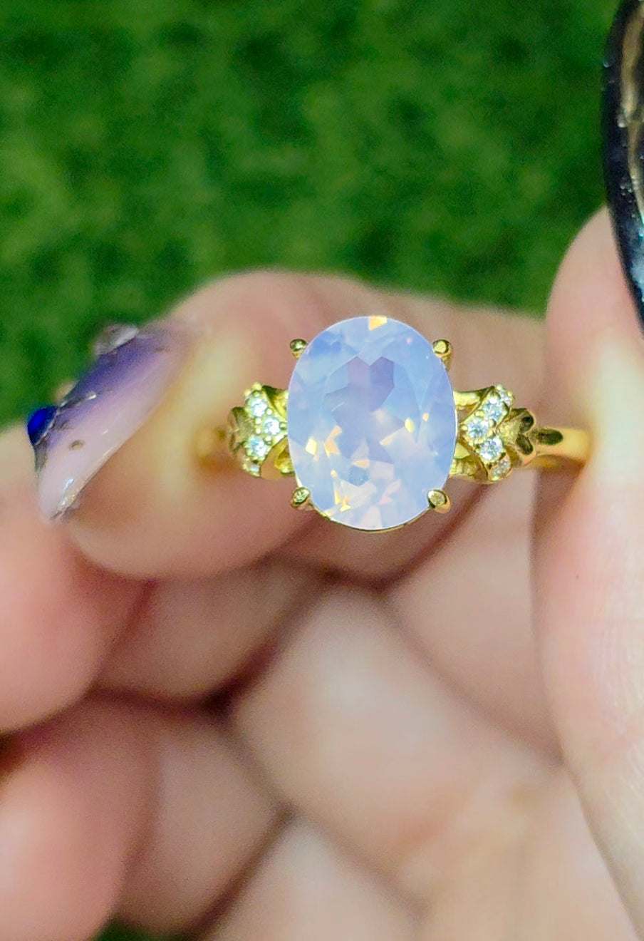 Dainty Faceted Lavender Moon Quartz Ring