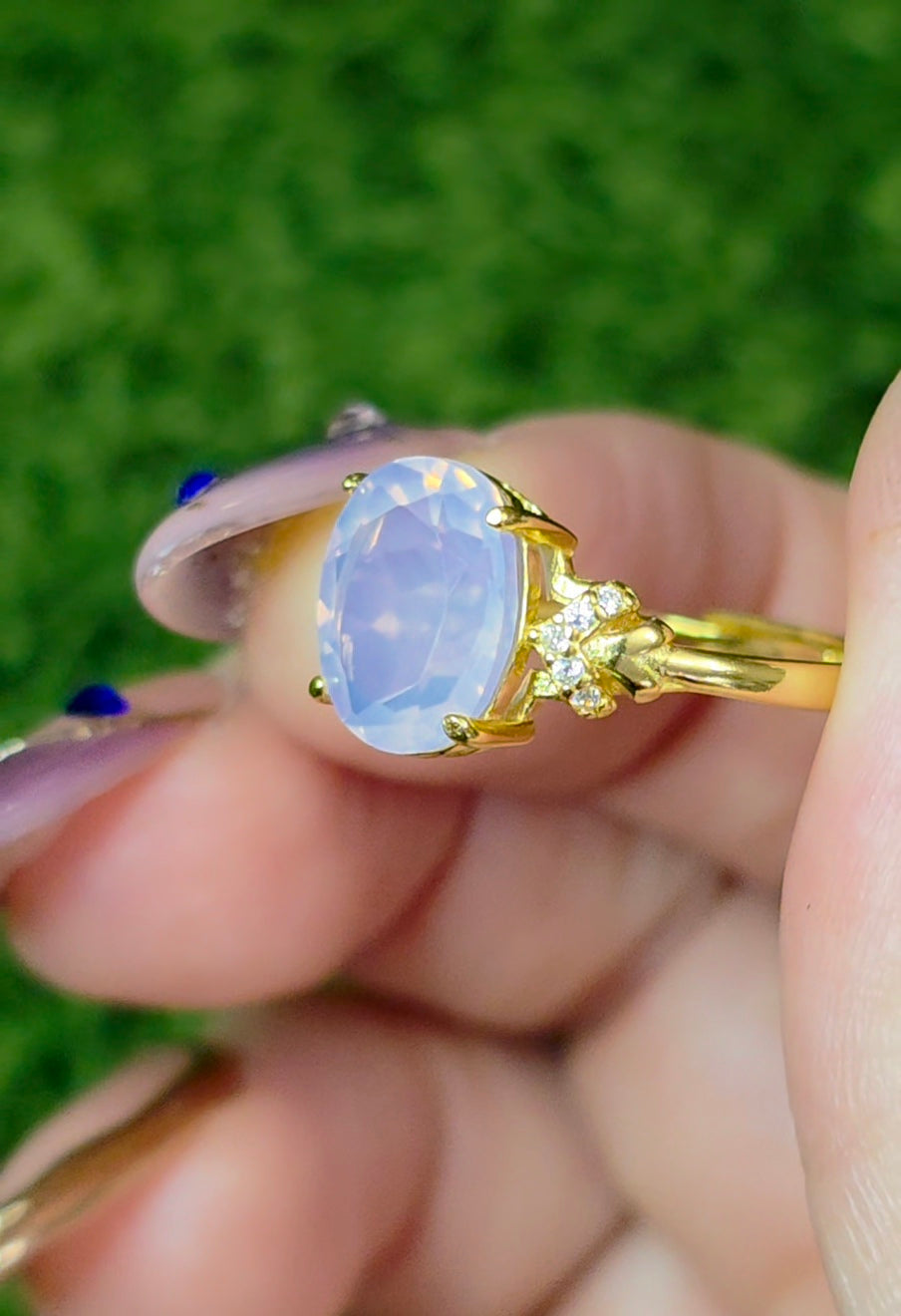 Dainty Faceted Lavender Moon Quartz Ring