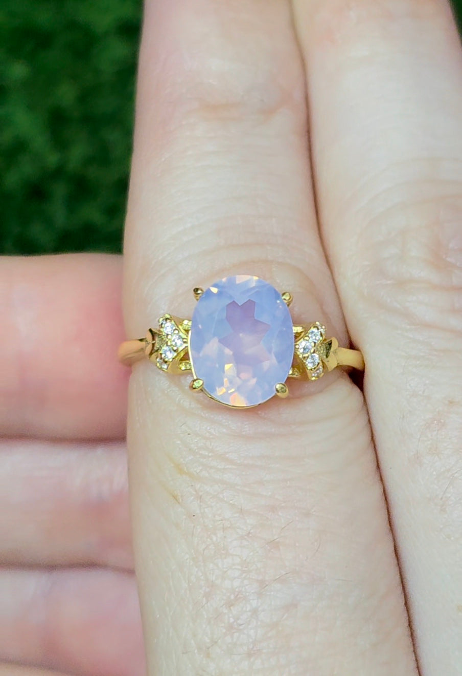 Dainty Faceted Lavender Moon Quartz Ring
