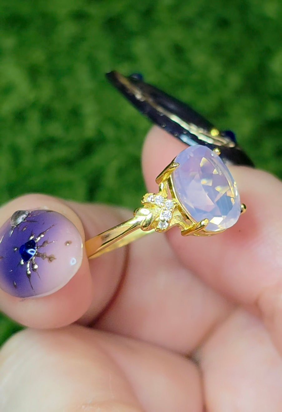 Dainty Faceted Lavender Moon Quartz Ring