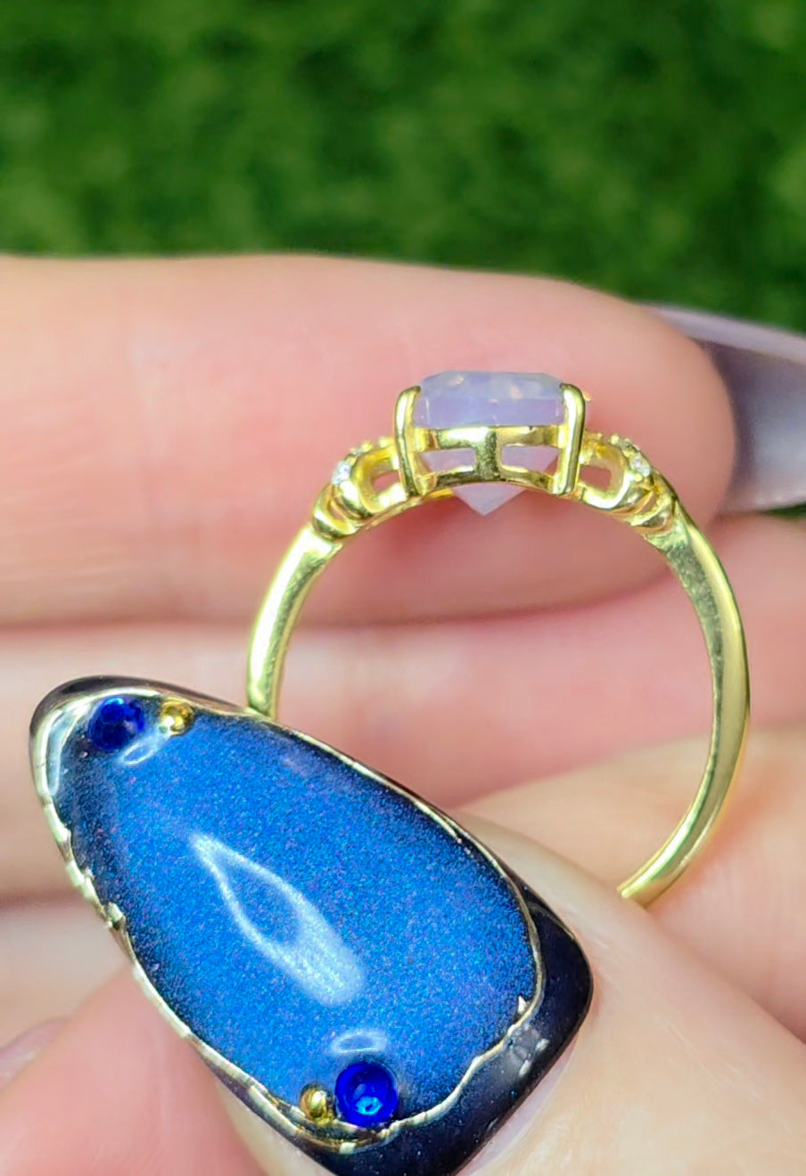 Dainty Faceted Lavender Moon Quartz Ring