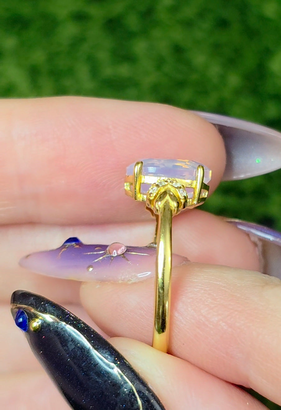 Dainty Faceted Lavender Moon Quartz Ring