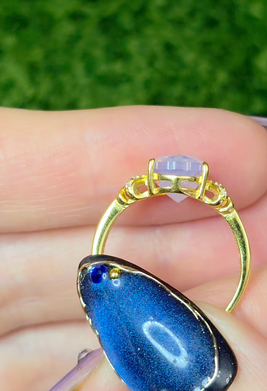 Dainty Faceted Lavender Moon Quartz Ring