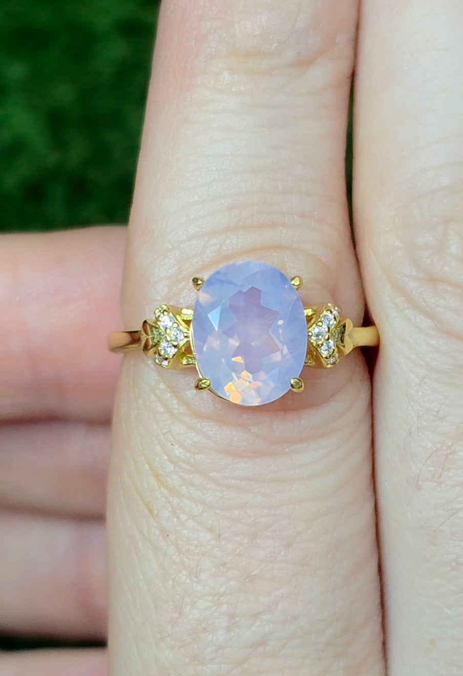 Dainty Faceted Lavender Moon Quartz Ring