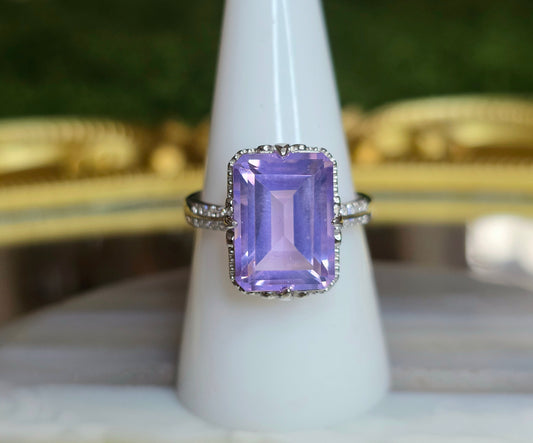 Lavender Moon Quartz Elongated Ring