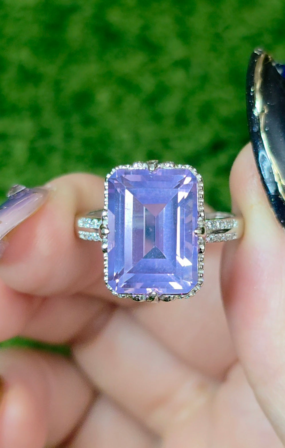 Lavender Moon Quartz Elongated Ring