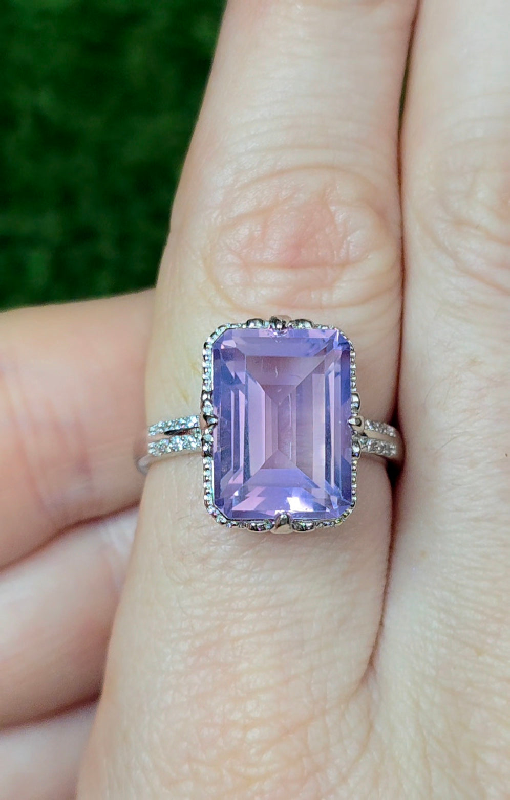 Lavender Moon Quartz Elongated Ring