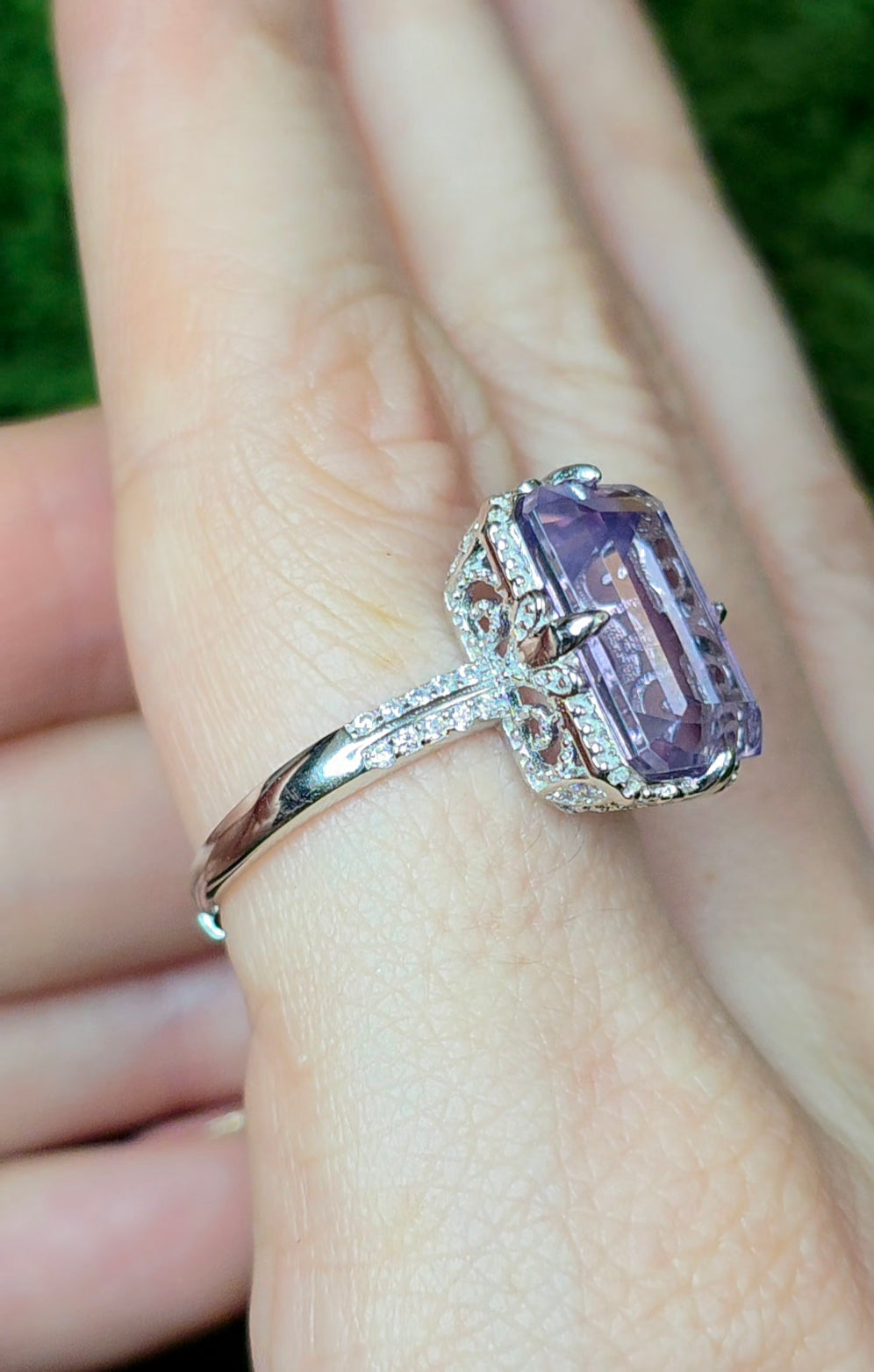 Lavender Moon Quartz Elongated Ring