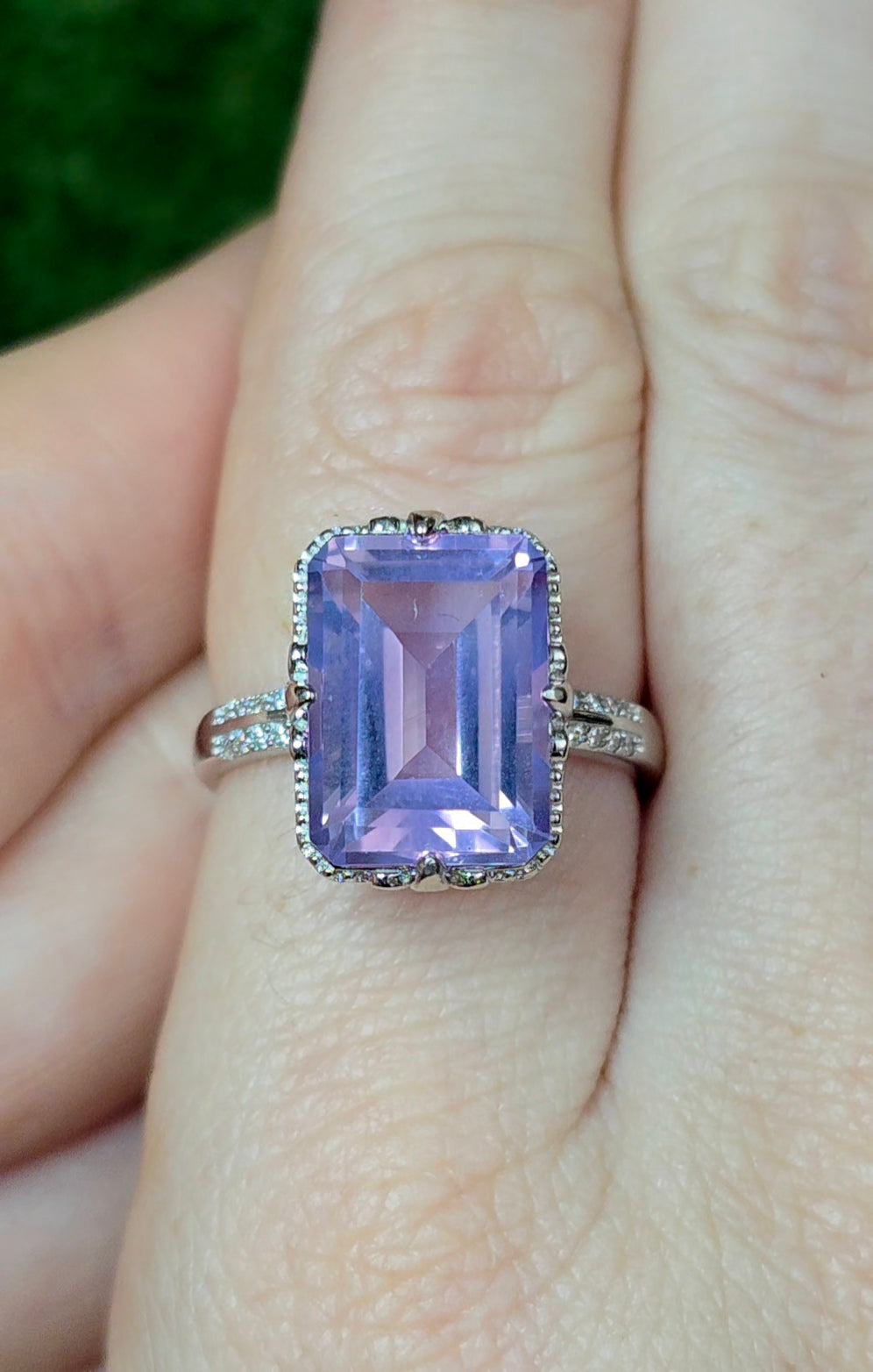 Lavender Moon Quartz Elongated Ring
