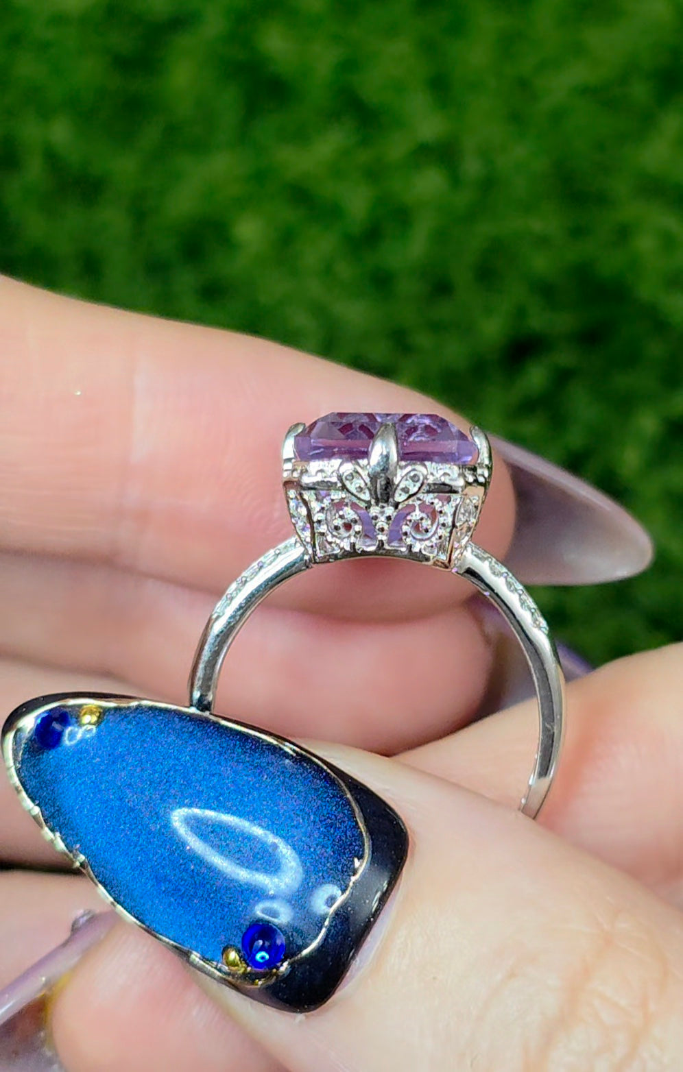 Lavender Moon Quartz Elongated Ring