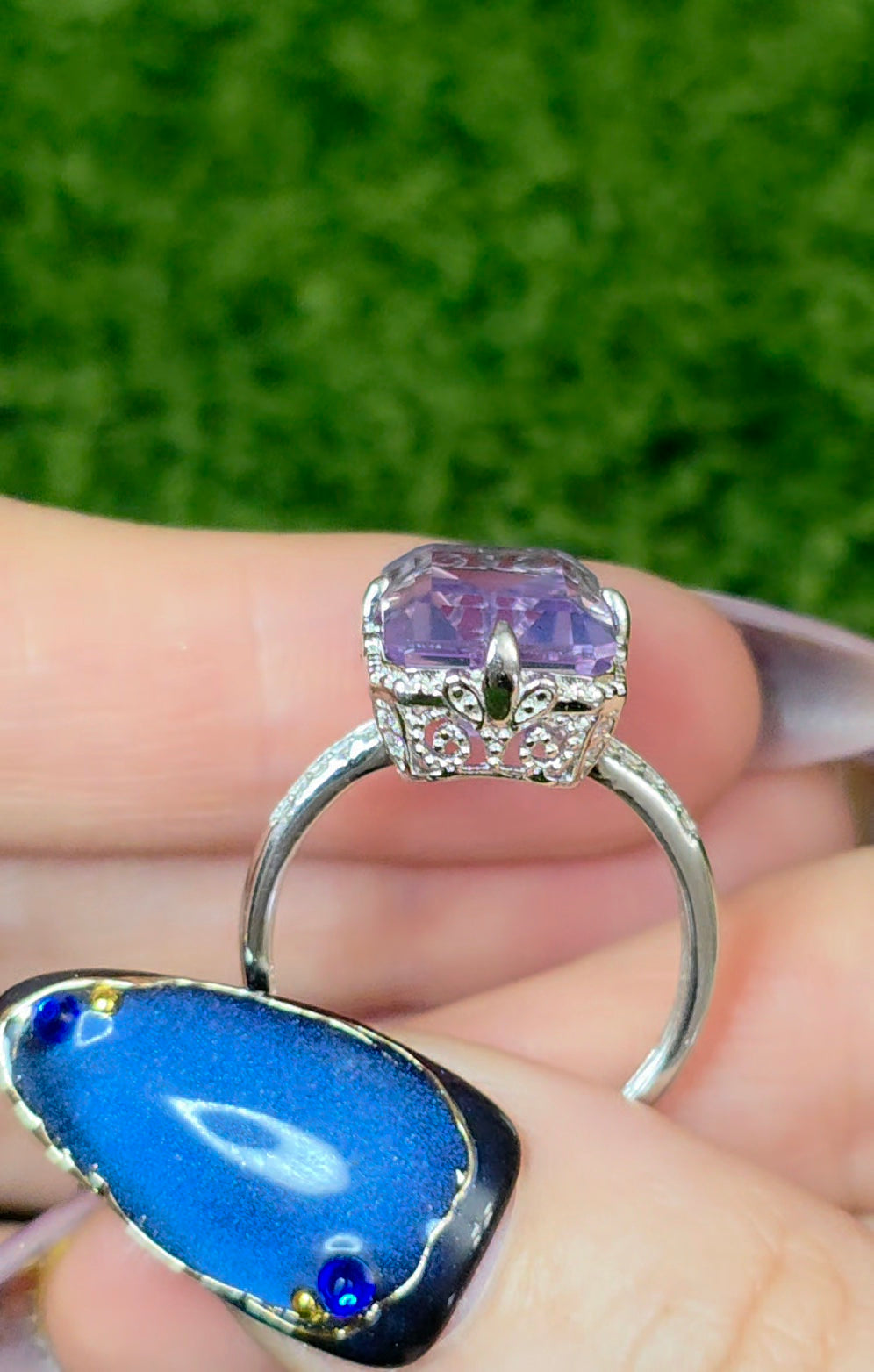Lavender Moon Quartz Elongated Ring