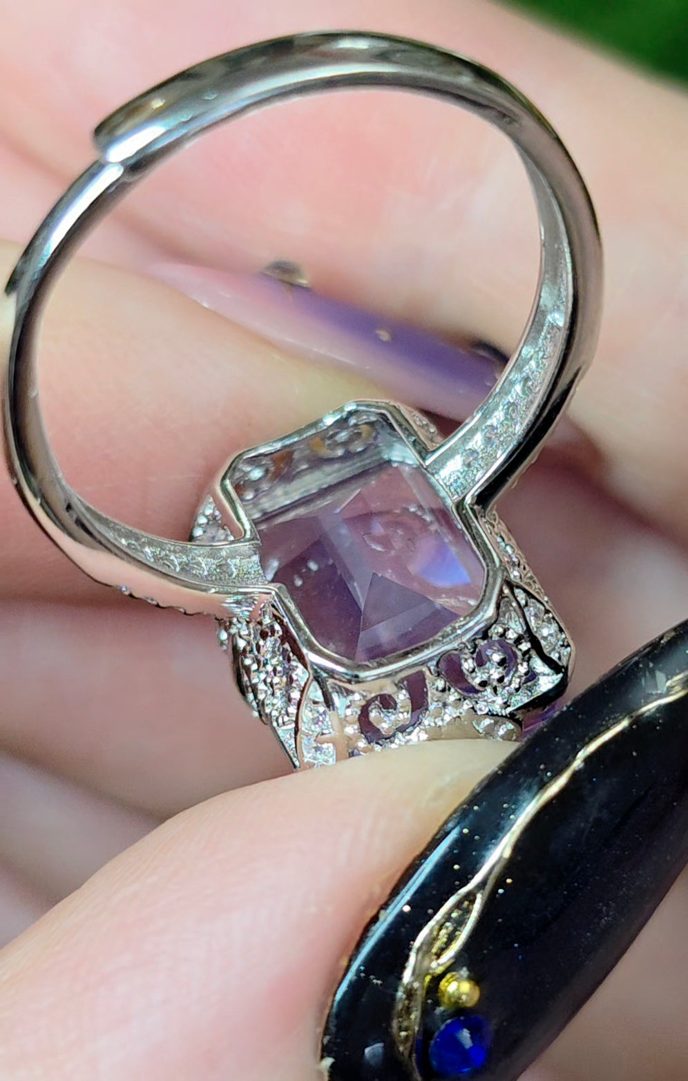 Lavender Moon Quartz Elongated Ring