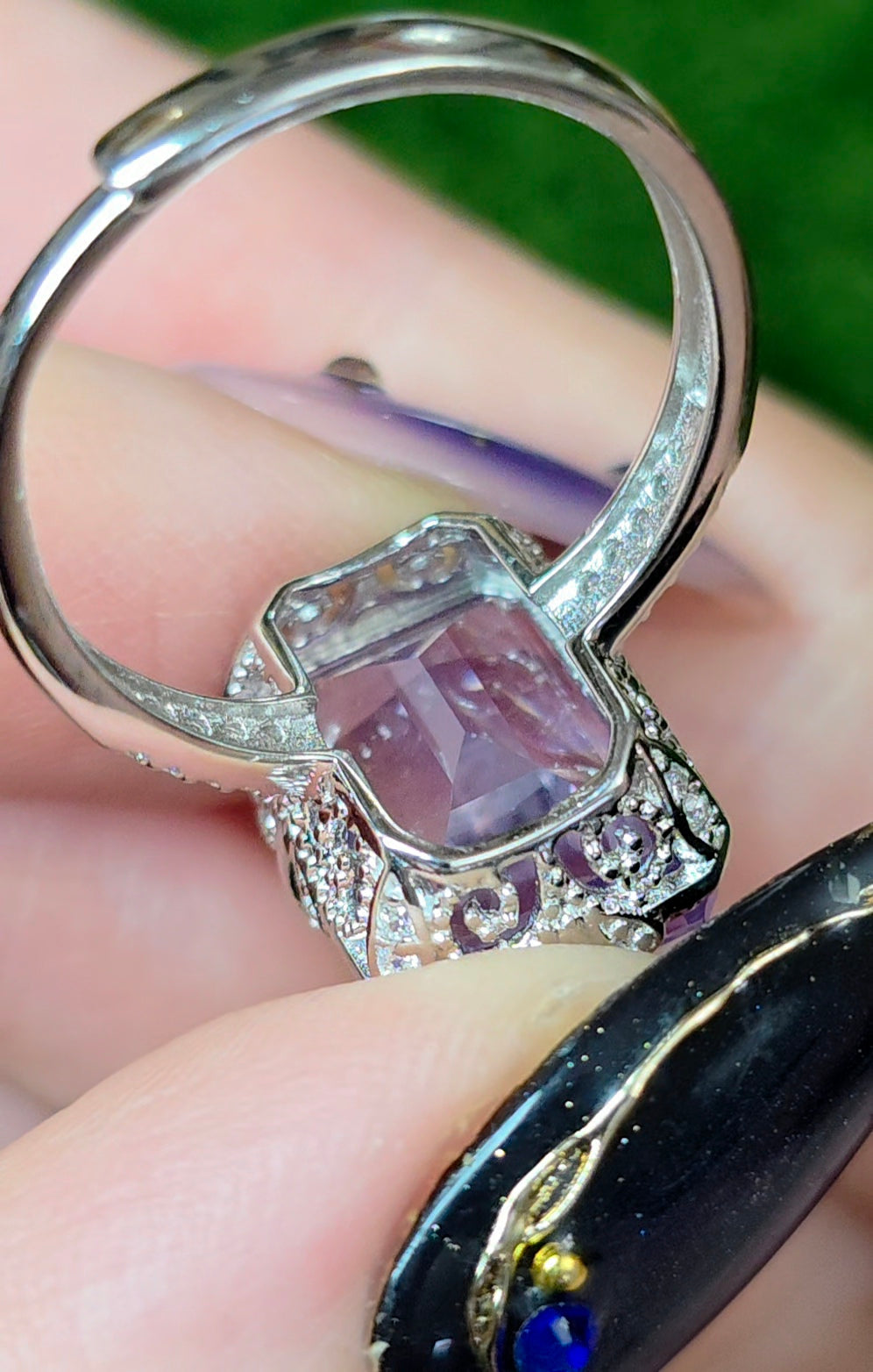 Lavender Moon Quartz Elongated Ring