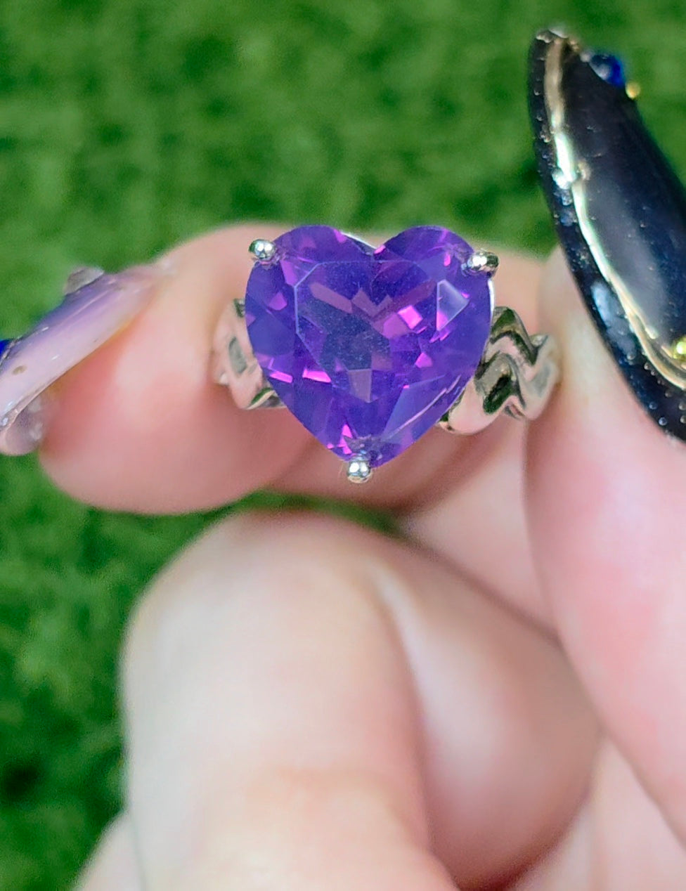 Faceted Lavender Moon Quartz Heart Ring C