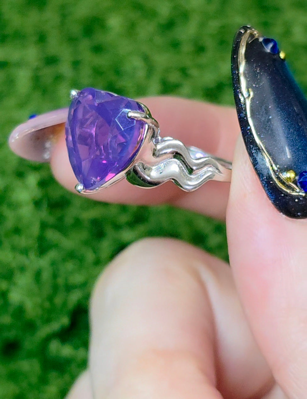 Faceted Lavender Moon Quartz Heart Ring C