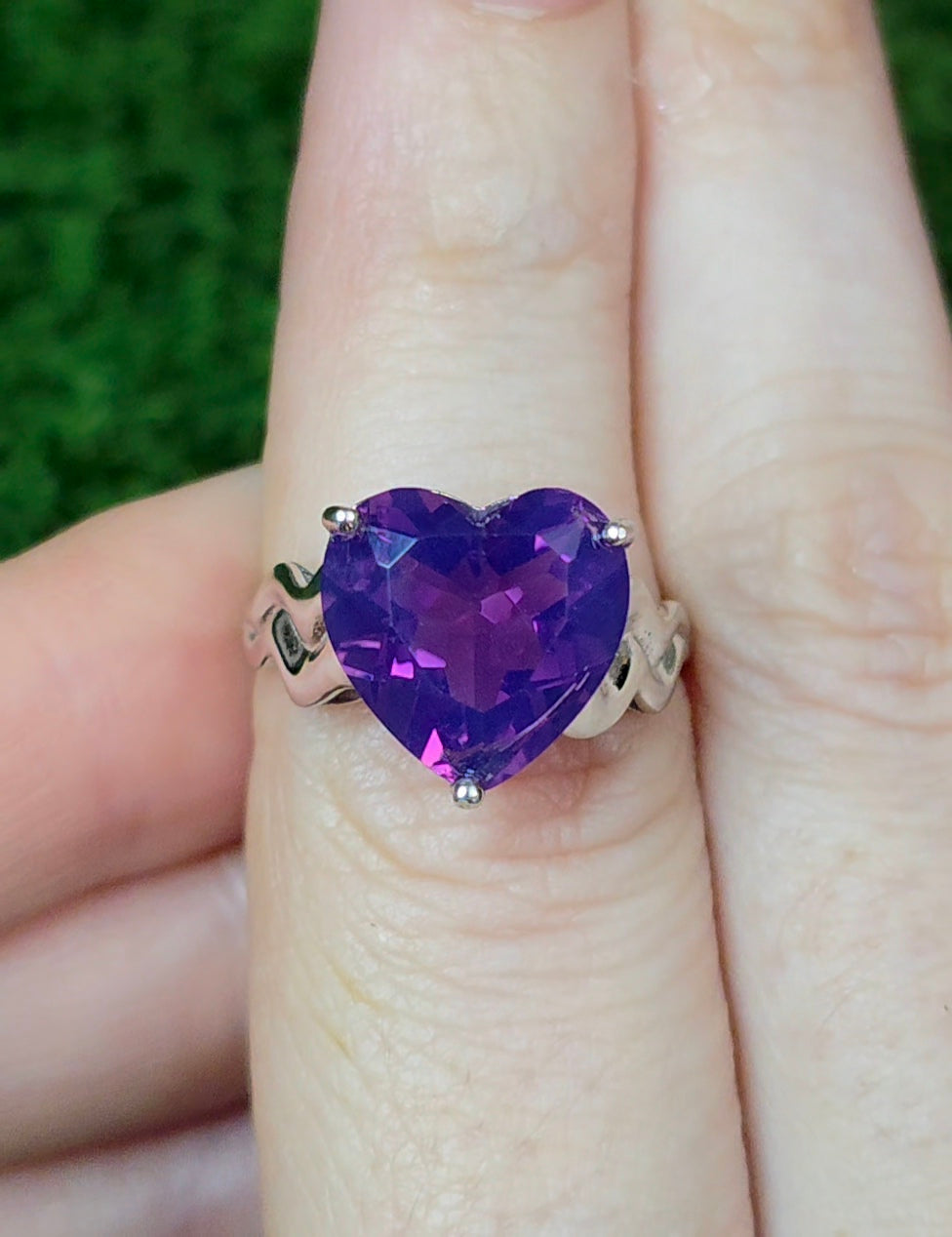 Faceted Lavender Moon Quartz Heart Ring C