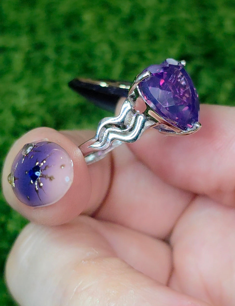 Faceted Lavender Moon Quartz Heart Ring C