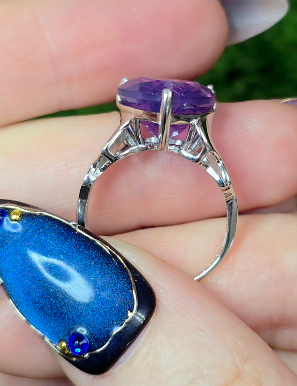 Faceted Lavender Moon Quartz Heart Ring C