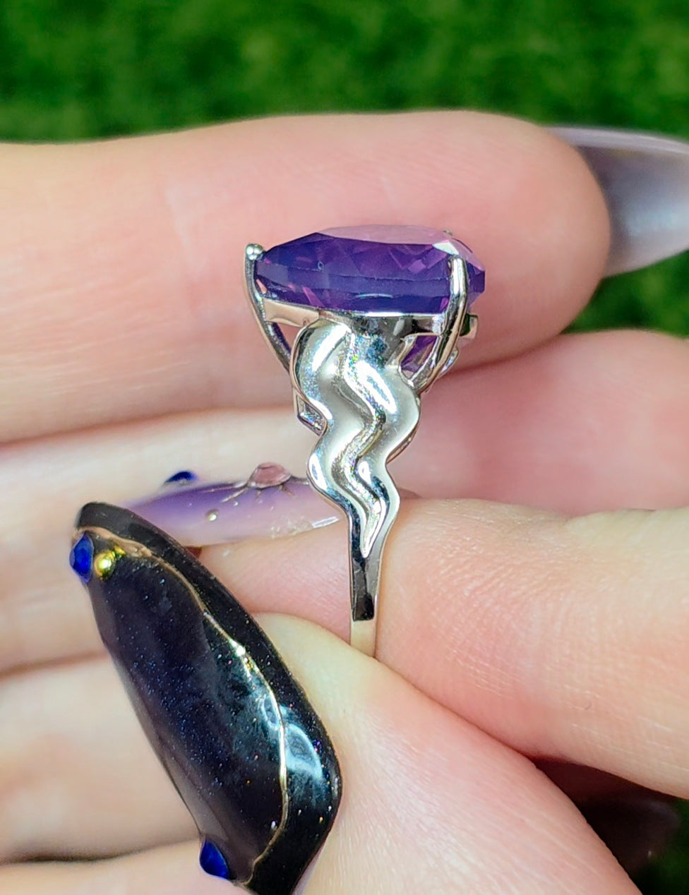 Faceted Lavender Moon Quartz Heart Ring C