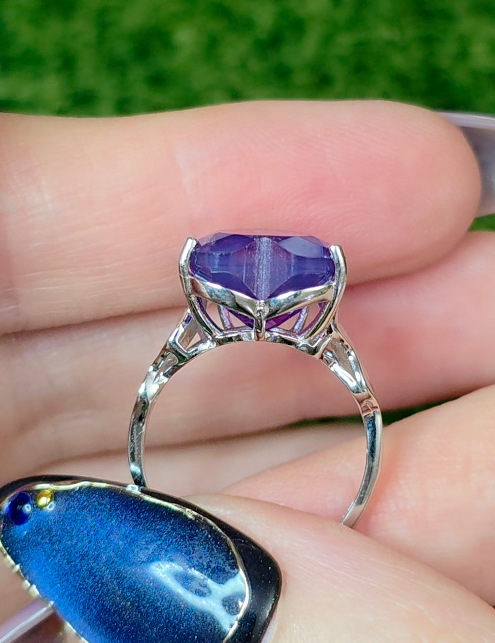 Faceted Lavender Moon Quartz Heart Ring C