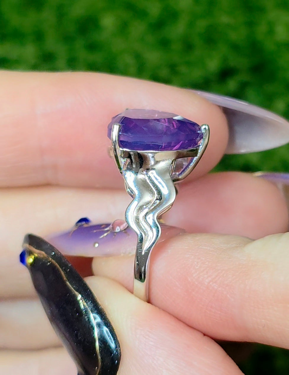 Faceted Lavender Moon Quartz Heart Ring C