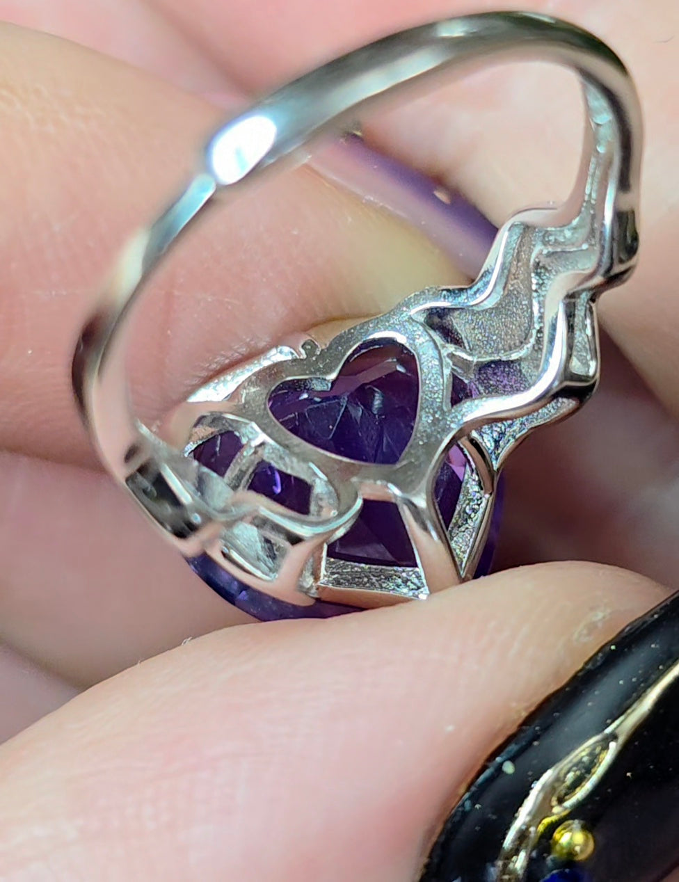 Faceted Lavender Moon Quartz Heart Ring C