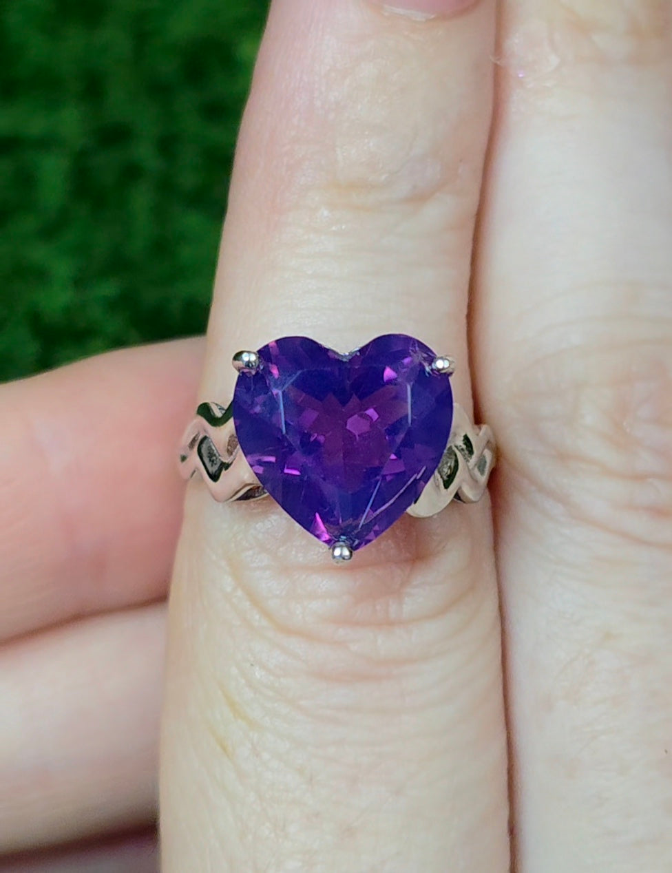 Faceted Lavender Moon Quartz Heart Ring C