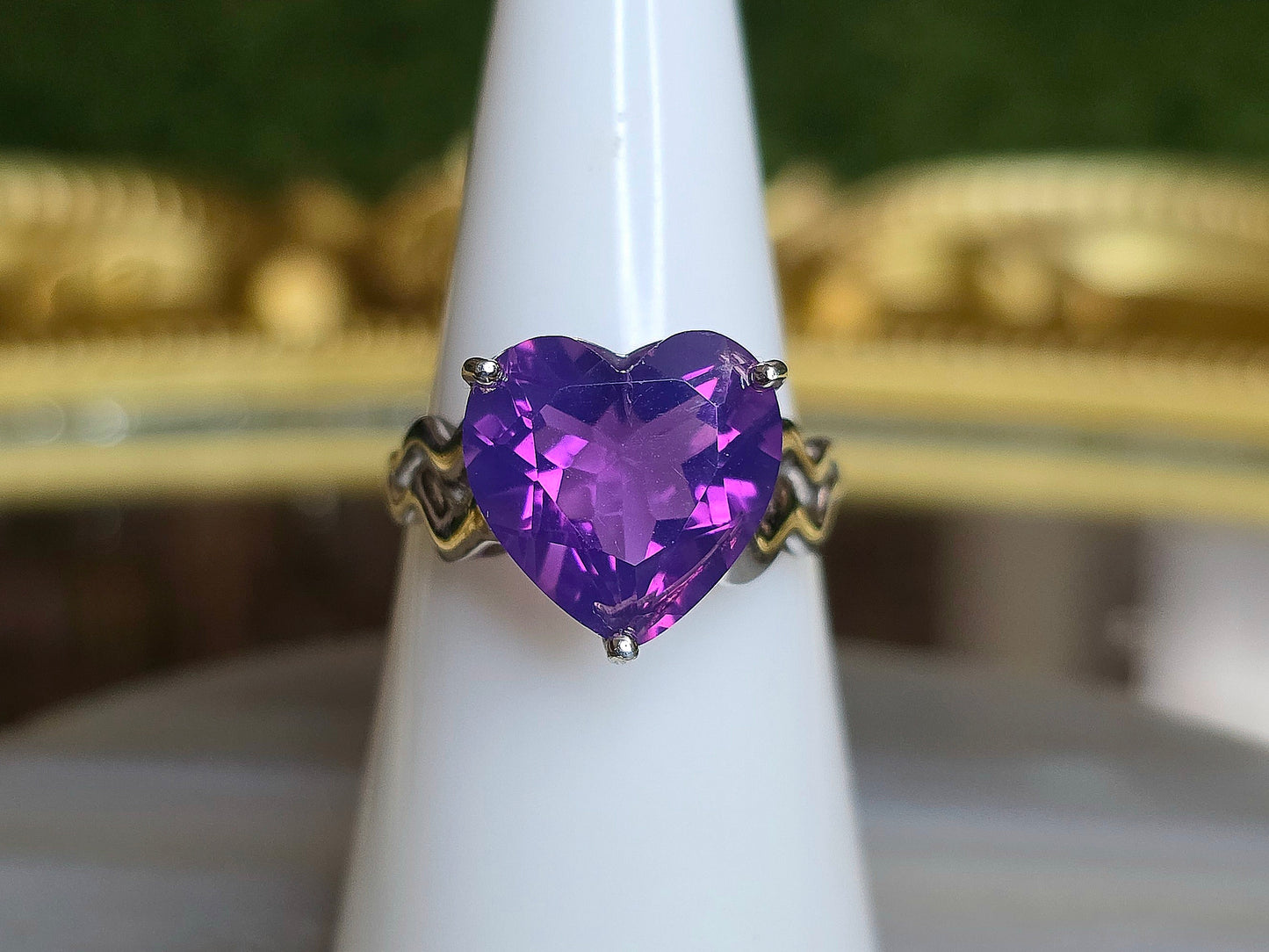 Faceted Lavender Moon Quartz Heart Ring C