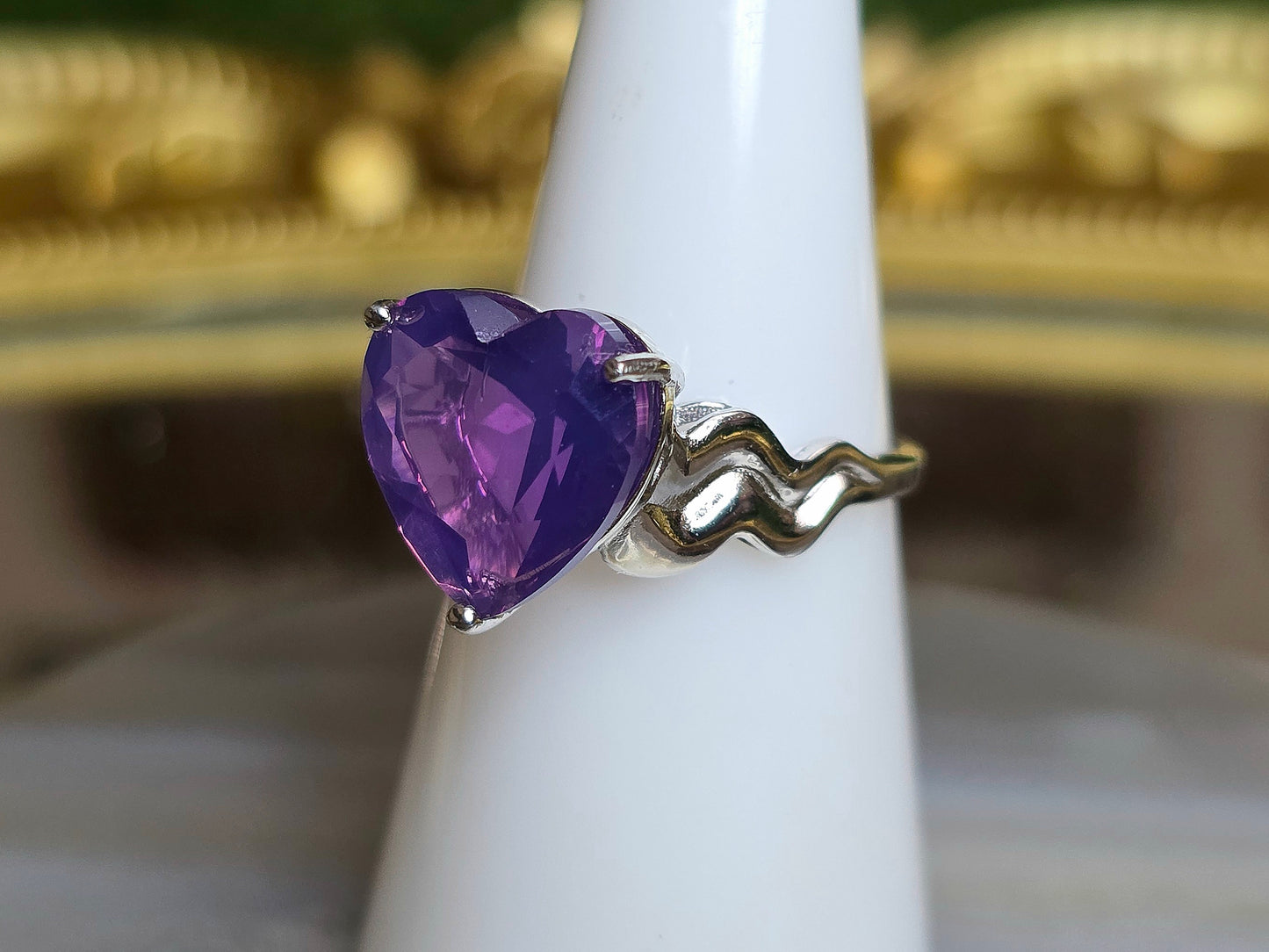 Faceted Lavender Moon Quartz Heart Ring C