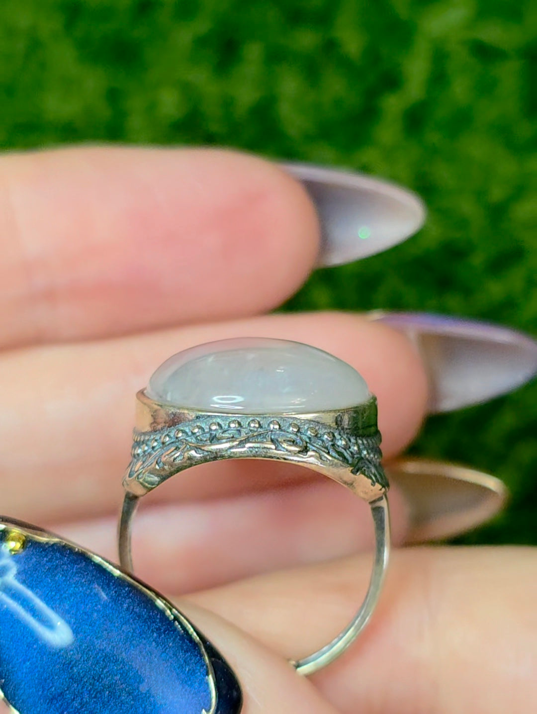 Teardrop Rainbow Moonstone Ring B