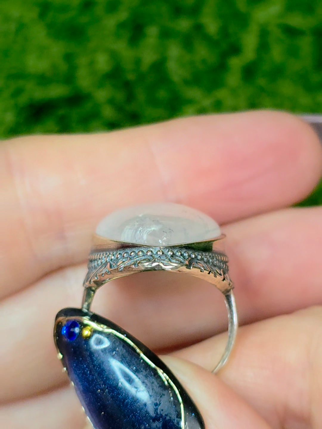 Teardrop Rainbow Moonstone Ring B