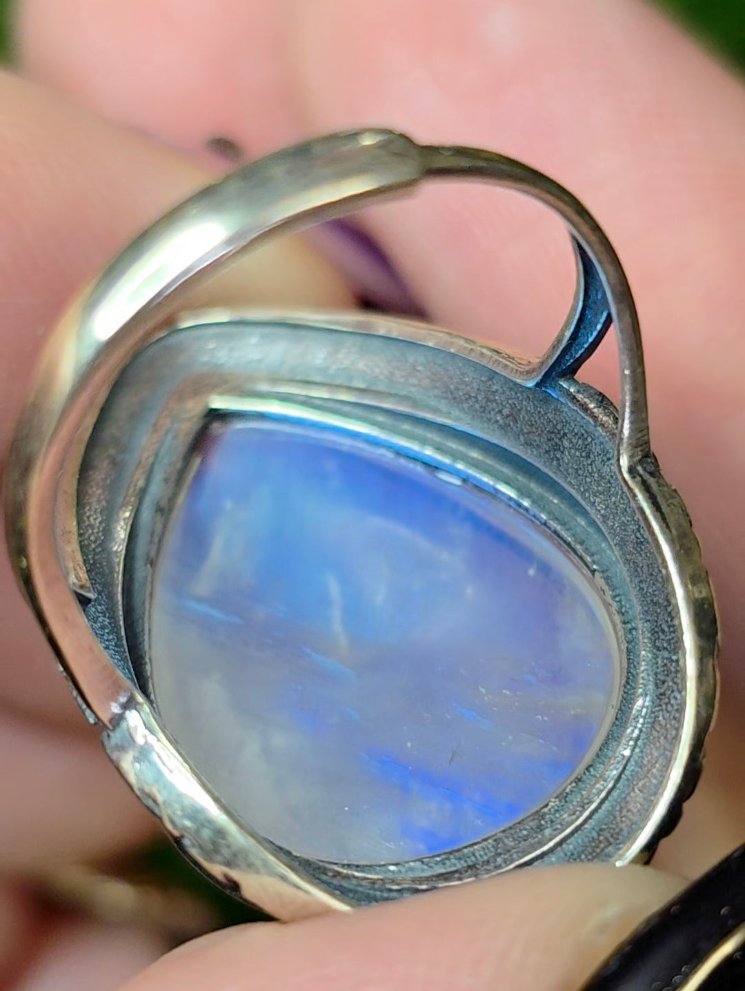 Teardrop Rainbow Moonstone Ring B
