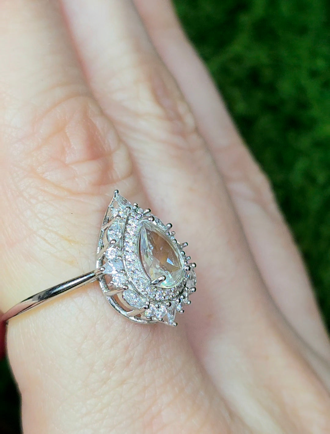 Madagascar Moonstone and Zircon Ring