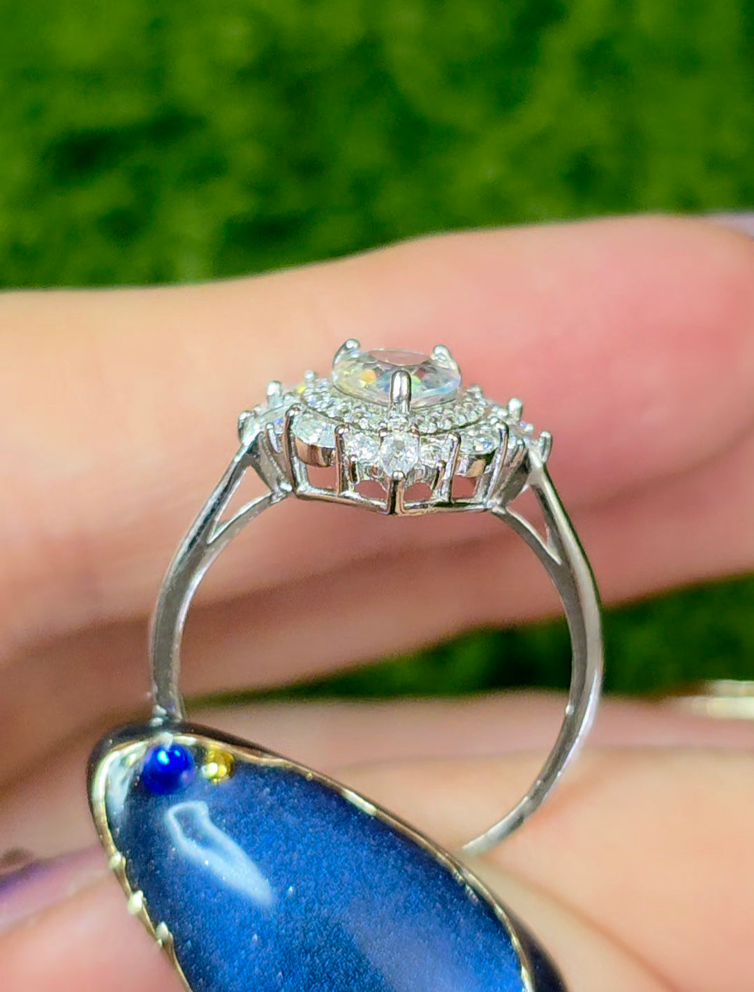 Madagascar Moonstone and Zircon Ring