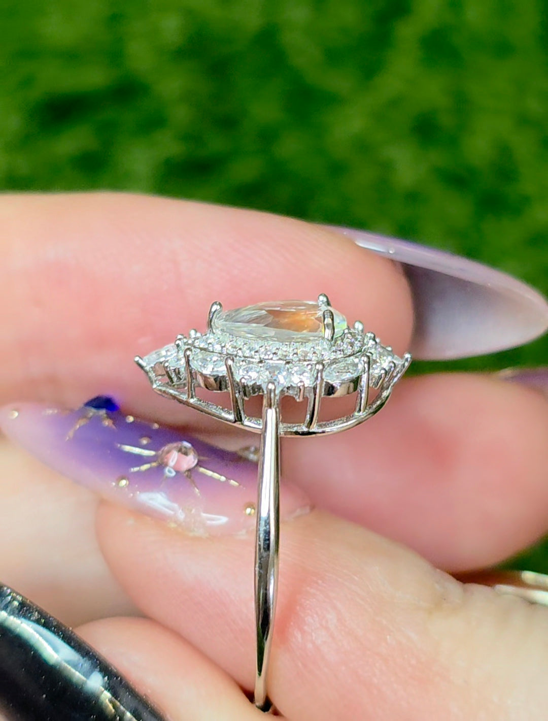 Madagascar Moonstone and Zircon Ring