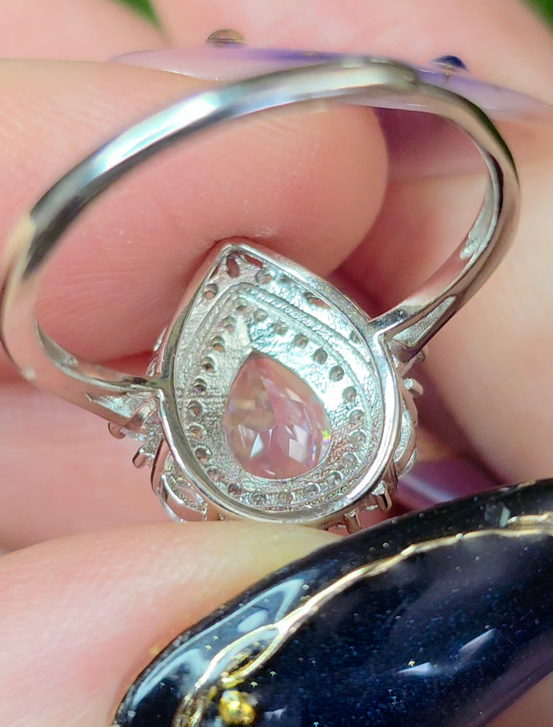 Madagascar Moonstone and Zircon Ring