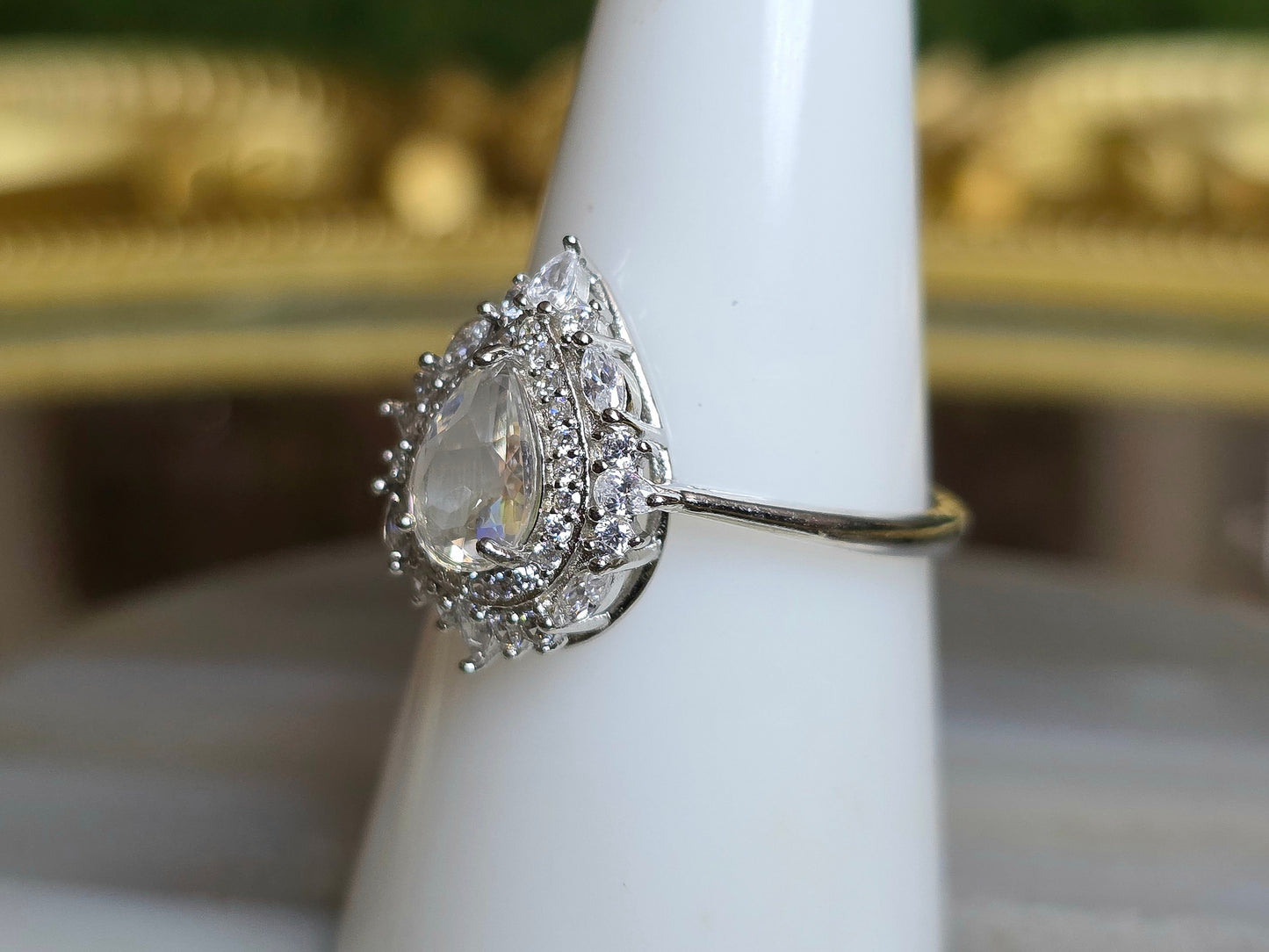 Madagascar Moonstone and Zircon Ring