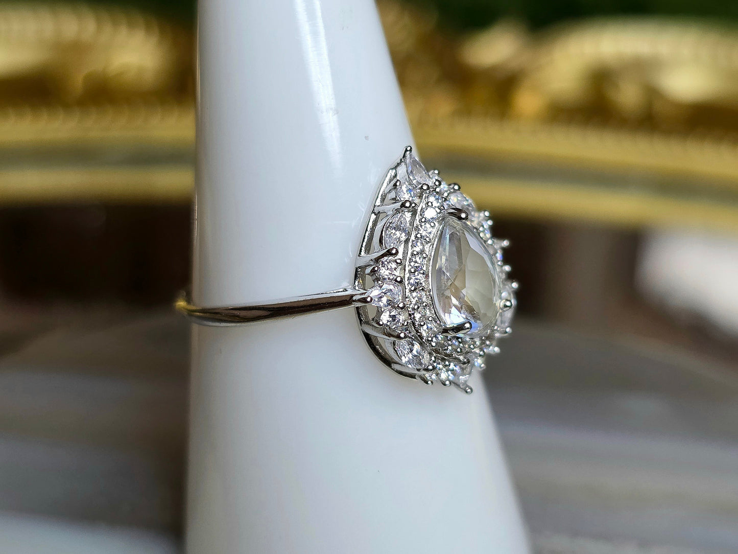 Madagascar Moonstone and Zircon Ring