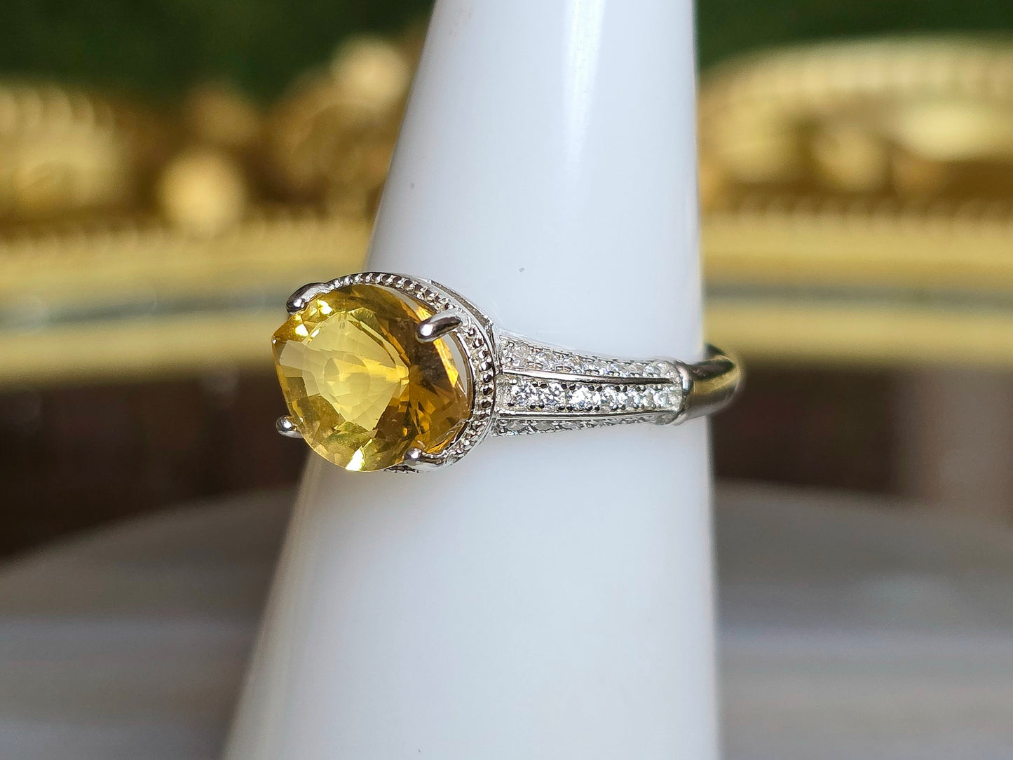 Citrine Evil Eye Ring