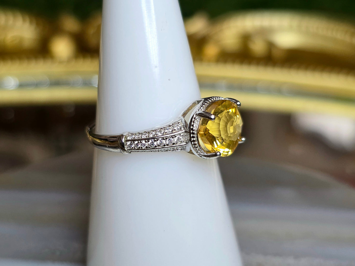 Citrine Evil Eye Ring