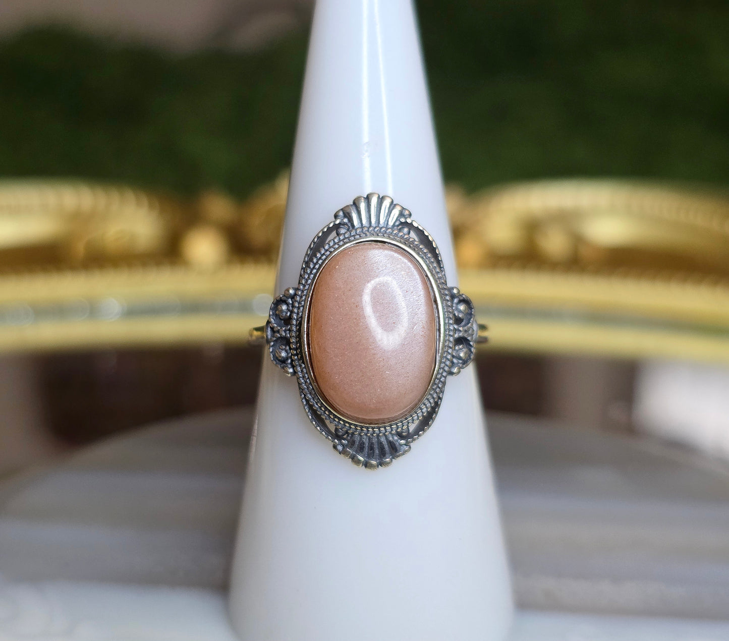 Oval Peach Moonstone Ring C