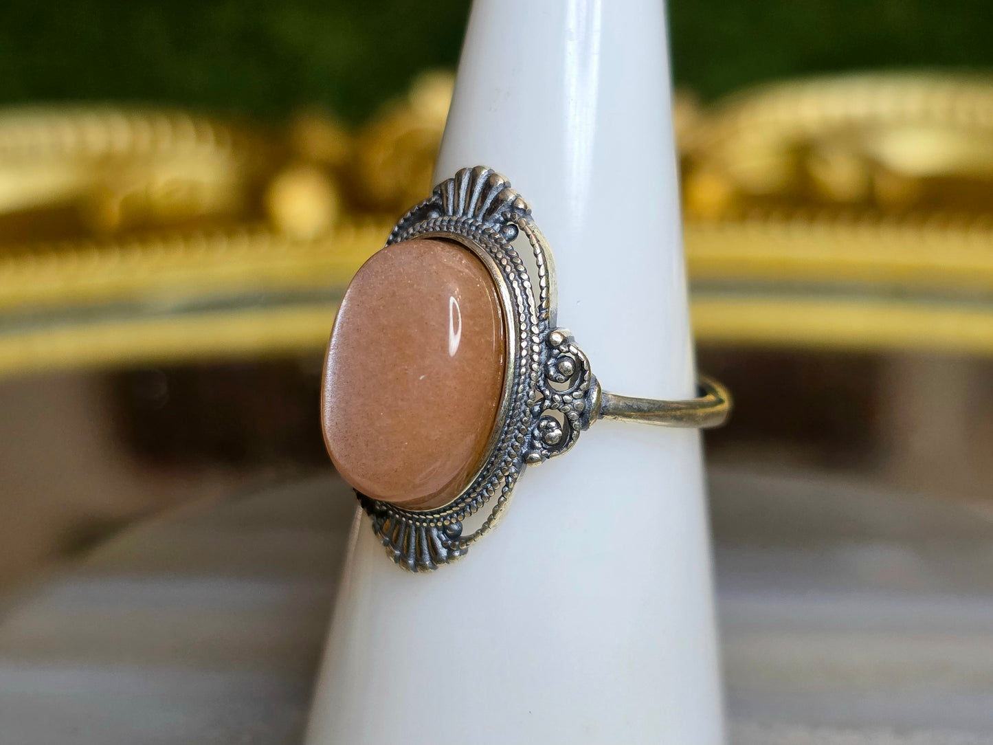 Oval Peach Moonstone Ring C
