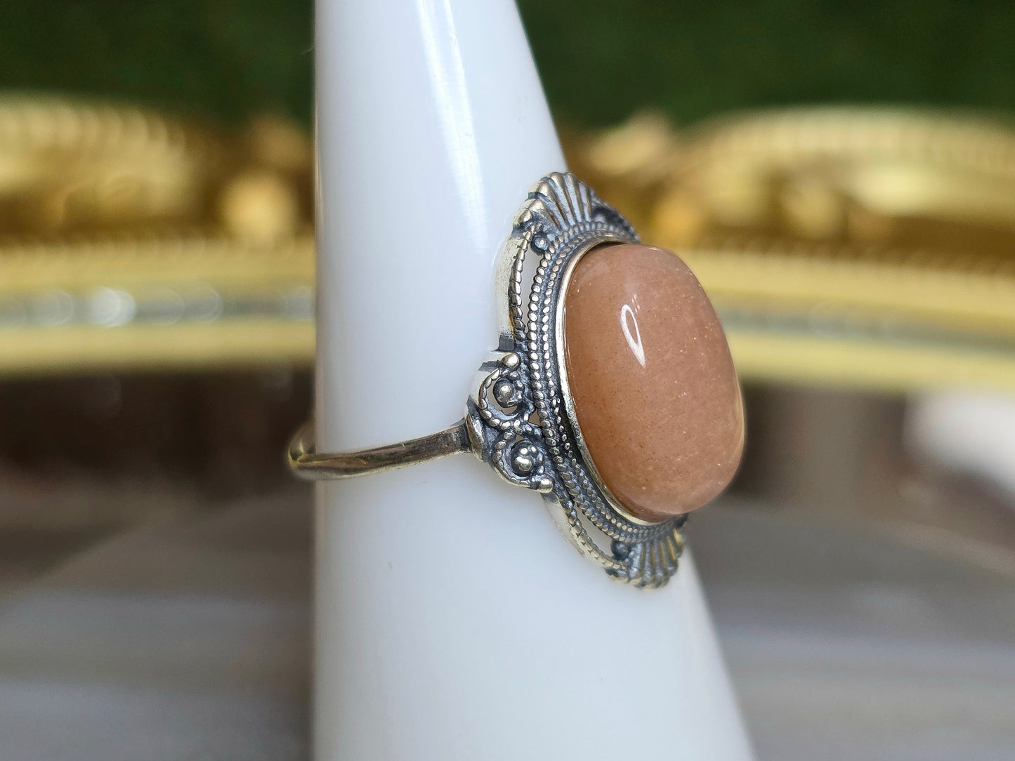 Oval Peach Moonstone Ring C