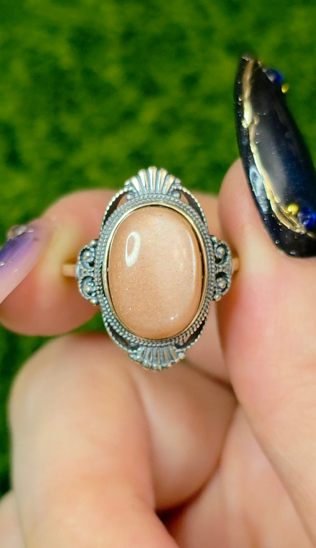 Oval Peach Moonstone Ring C