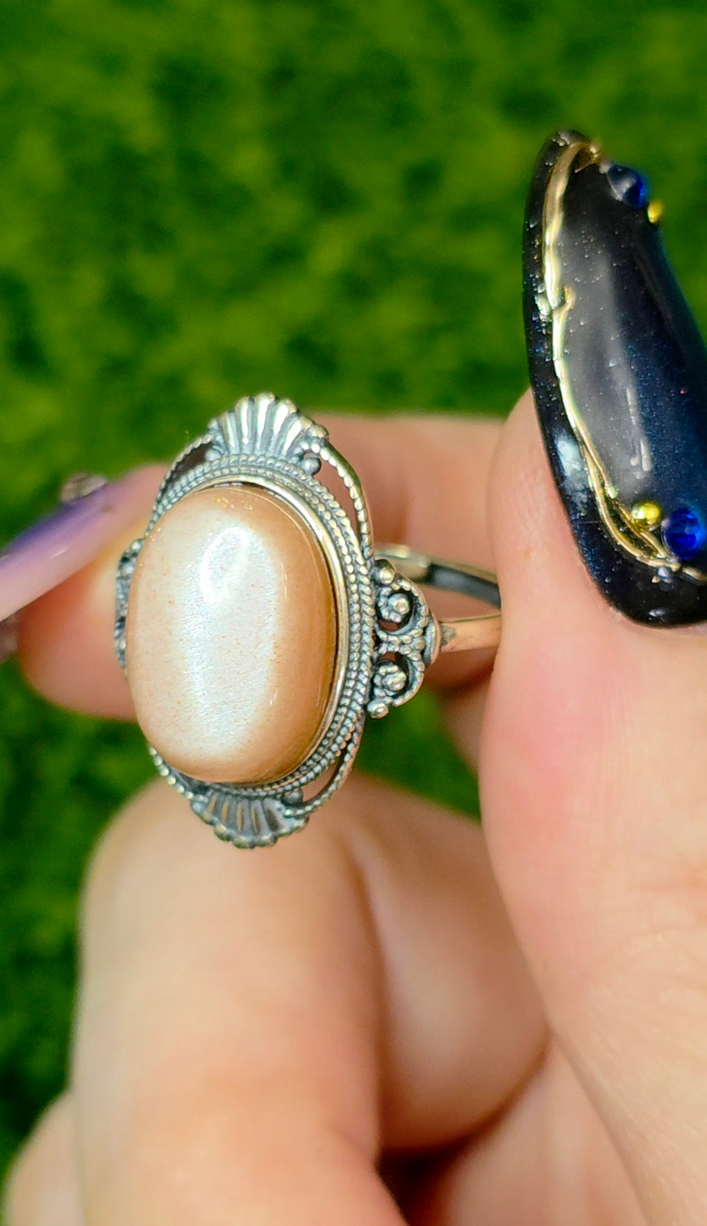 Oval Peach Moonstone Ring C
